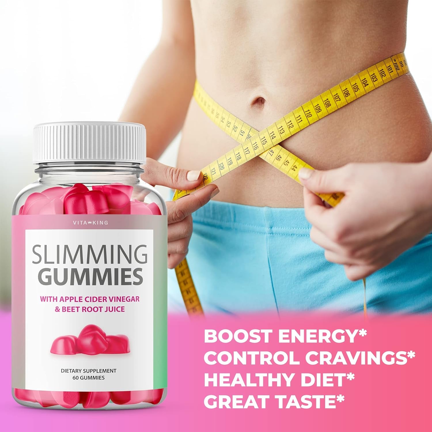 (Official) Slimming Gummies with Apple Cider Vinegar It Works for ACV - Gut Health - Detox Tummy Cleanse - Proven Ingredients, Beet Root, Pomegranate (60 Gummies)