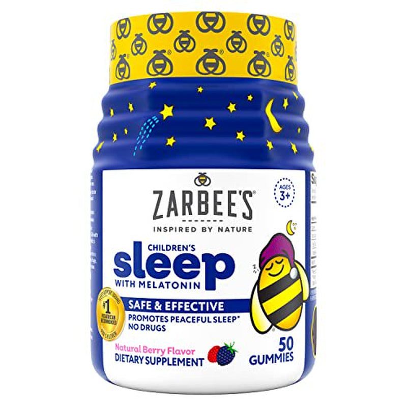 Zarbee'S Kids 1Mg Melatonin Gummy, Drug-Free & Effective Sleep Supplement for Chlildren Ages 3 and Up, Natural Berry Flavored Gummies, Multi-Colored, 50 Count