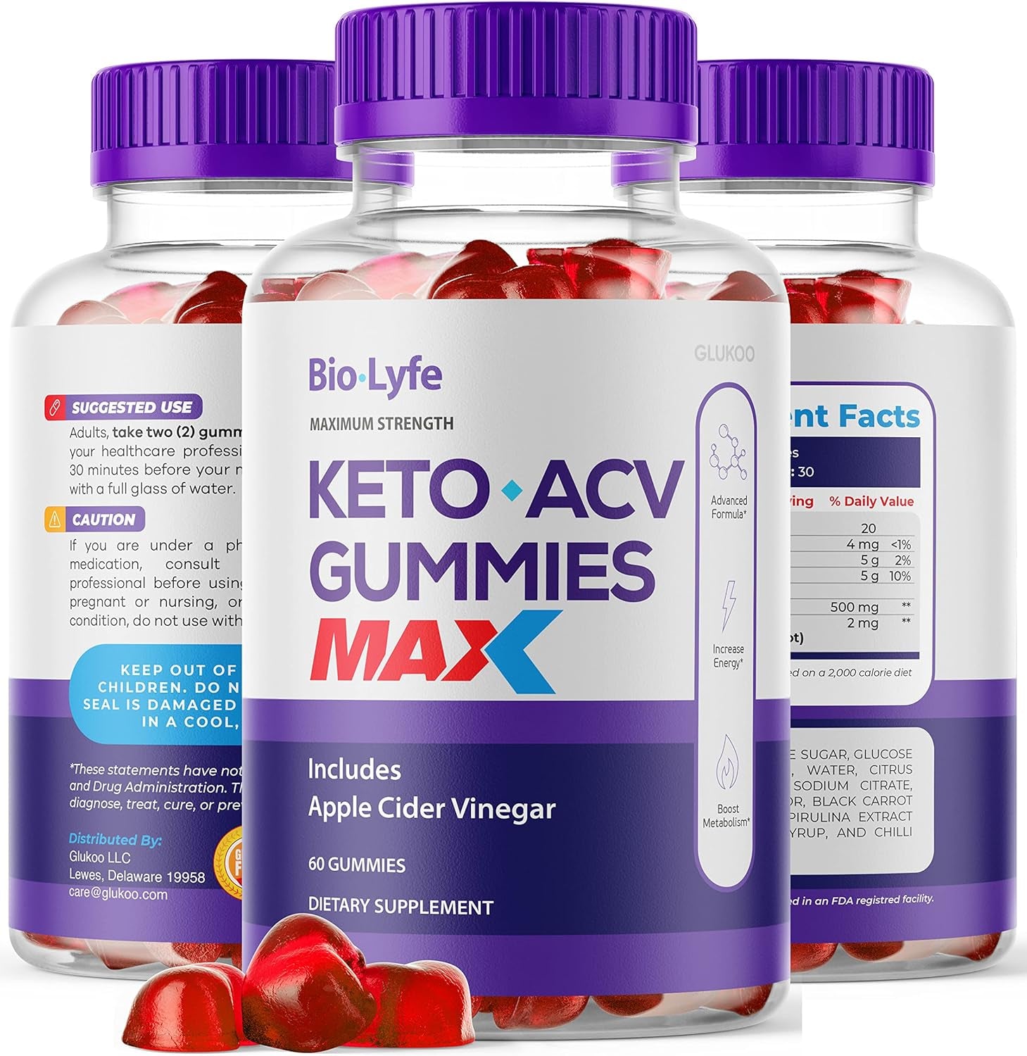 (3 Pack) Biolyfe Max Keto ACV Gummies - New Improved Supplement Biolife Gummys Formula, Advanced Bio Lyfe + Mineral Apple Gummy S, Biolyfegummies plus Cider Gummie, Vinegar Life for 90 Days Supply