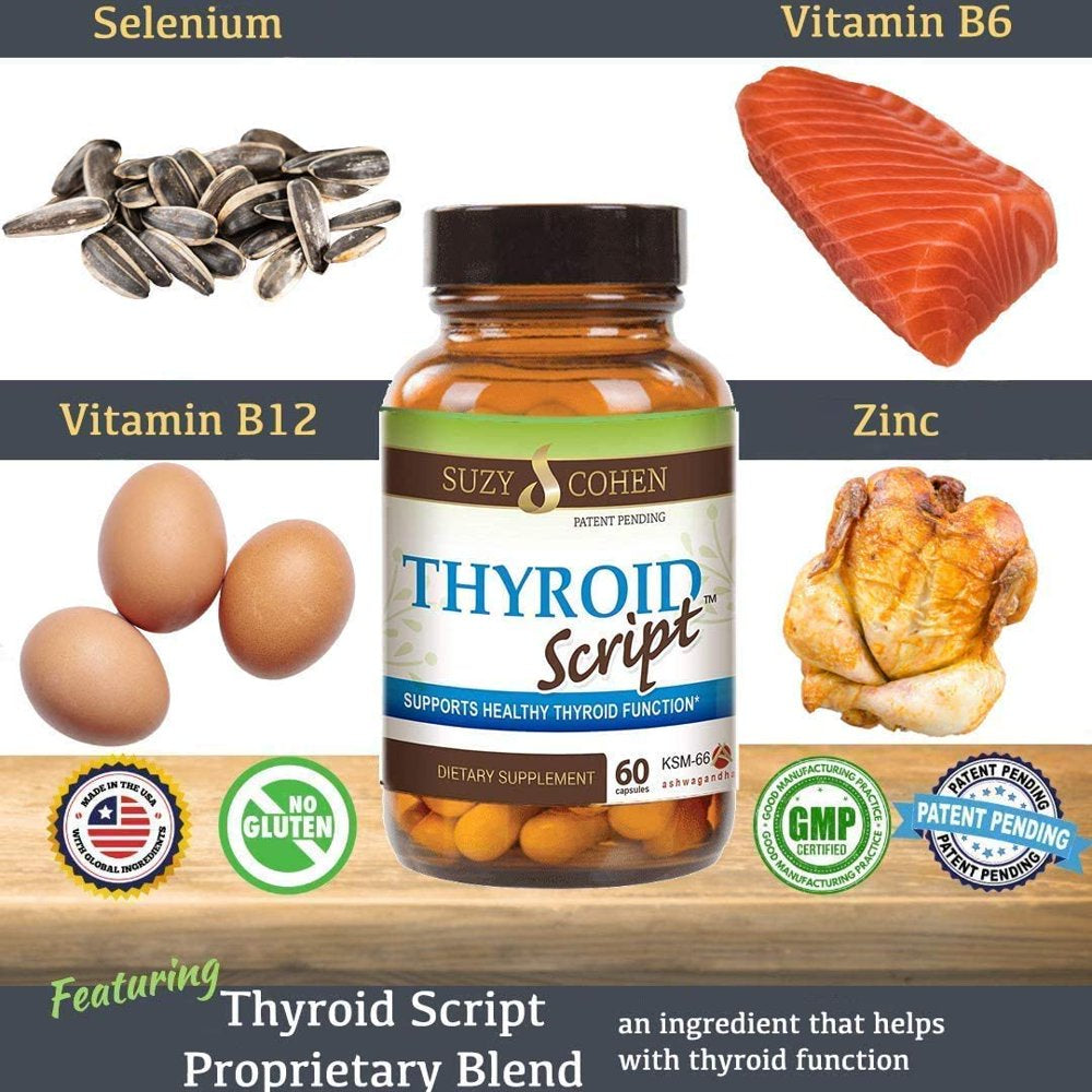 Thyroid Script Supplement - Supports Healthy Thyroid, T3 Activation, Immunity - Adrenal and Energy Function - by Suzy Cohen