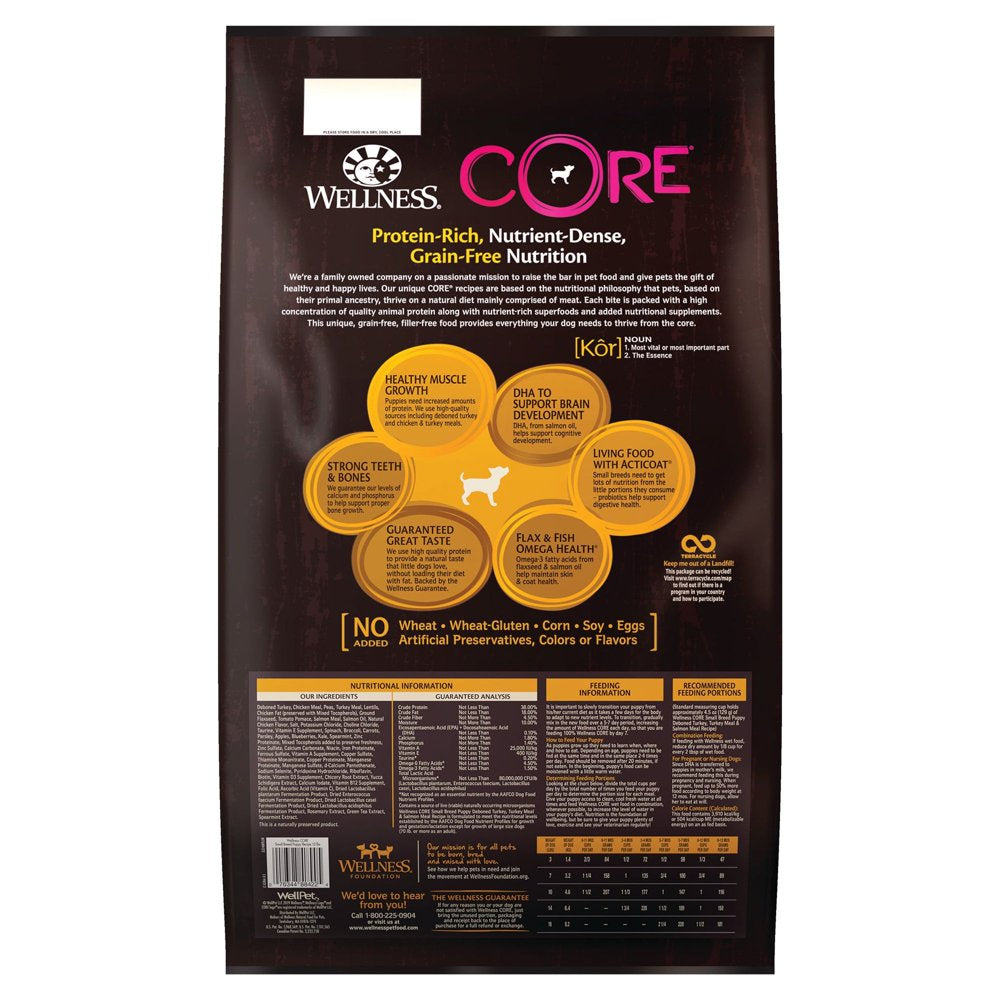 Wellness CORE Natural Grain Free Dry Puppy Food, Small Breed Puppy, 12-Pound Bag