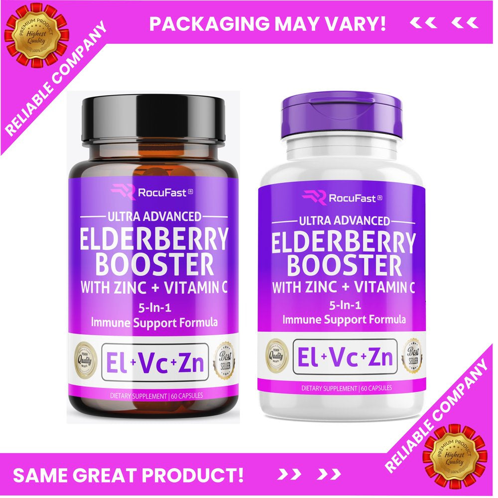 Elderberry Capsule Pills for Immune Support Organic W/ Zinc Vitamin C Echinacea Extract & Garlic Infused Sambucus Supplement for Kids, Adults, Toddlers, and Elderly