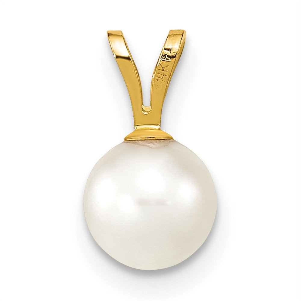 14K Gold 6-7Mm White Saltwater Akoya Cultured Pearl Pendant XF487