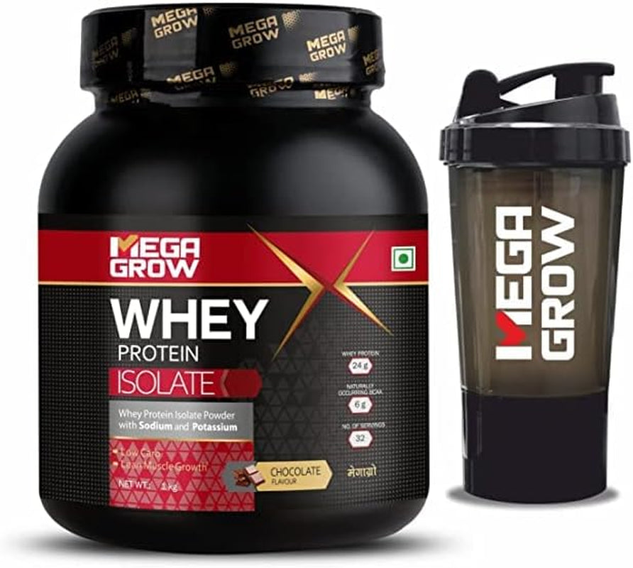 Whey Protein Powder with Shaker -Sodium & Potassium for Low Carbs & Lean Muscle | 24.87G Protein, 6G BCAA | Chocolate Flavor with No Sugar Added | Pack of 1 Kg – 32