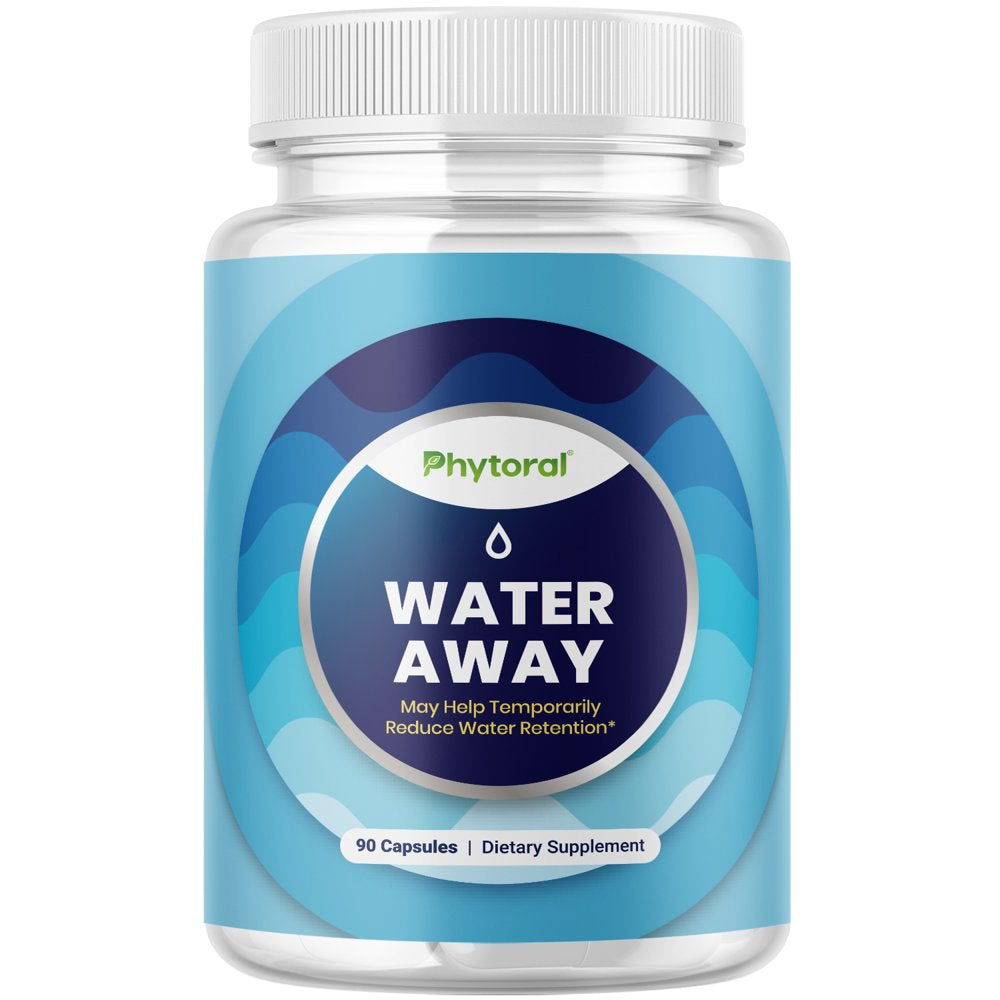 Water Away Diuretic Pills Supplement for Bloating Relief - Natural Herbal Water Pills - Phytoral Water Away Weight Loss 90 Count Capsules