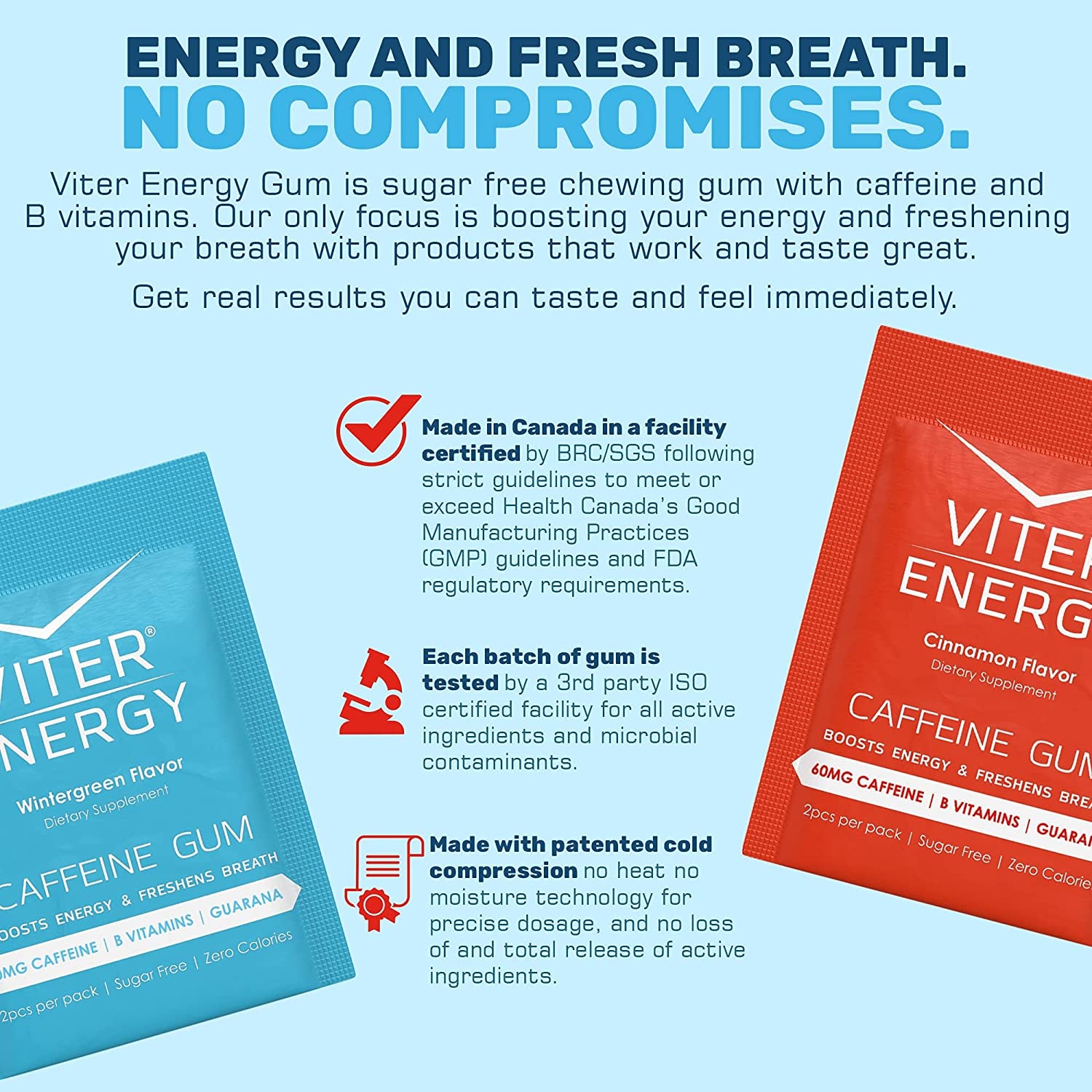 Viter Energy Caffeine Gum Variety Flavor Sampler and Extra Strength 3 Flavor 80Mg Caffeine Mints Variety Packs Bundle - Caffeine, B Vitamins, Sugar Free, Vegan, Powerful Energy Booster for Alertness