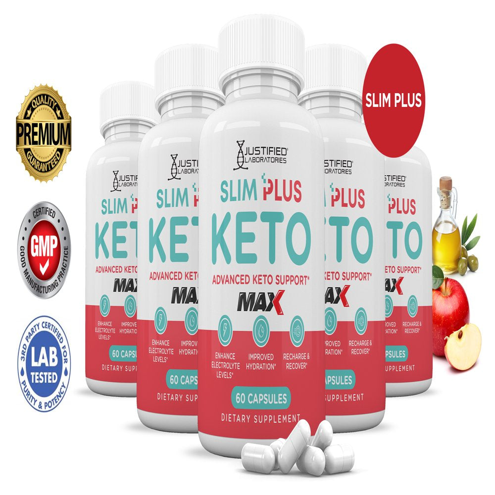 (5 Pack) Slim plus Keto ACV MAX Pills 1675Mg Alternative to Gummies Dietary Supplement 300 Capsules