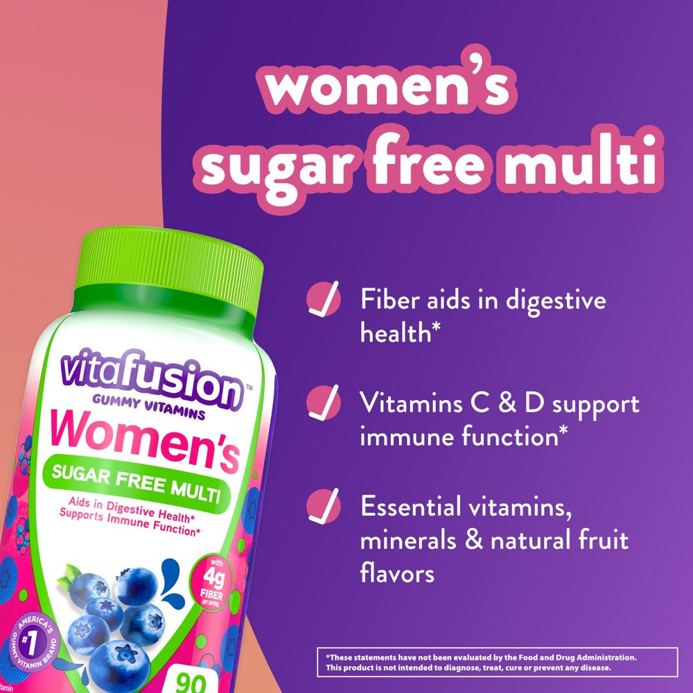 Vitafusion Women'S Sugar Free Gummy Multivitamin, Delicious Blueberry Flavor Multivitamins for Women 90Ct