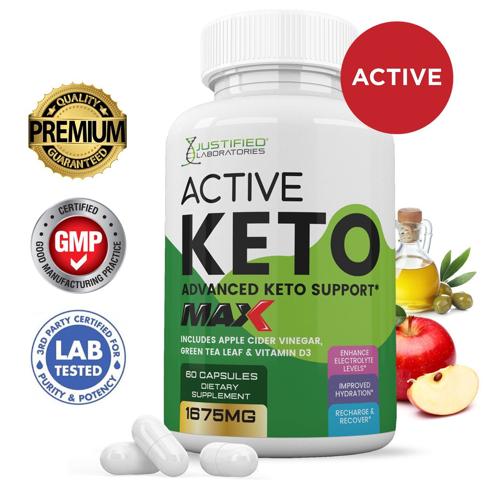 Active Keto ACV MAX Pills 1675Mg Dietary Supplement 60 Capsules