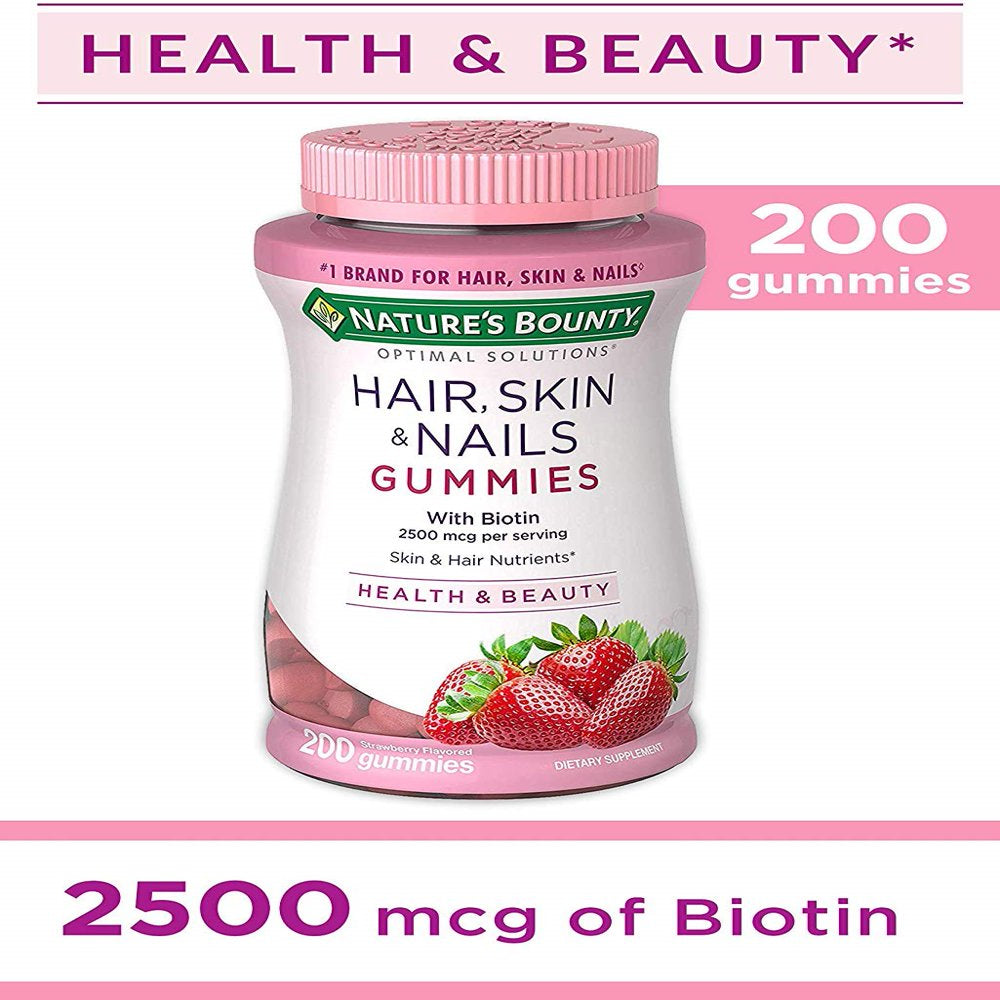 Nature'S Bounty Vitamin Biotin Optimal Solutions Hair, Skin and Nails Gummies, 200 Count, 1 Ea
