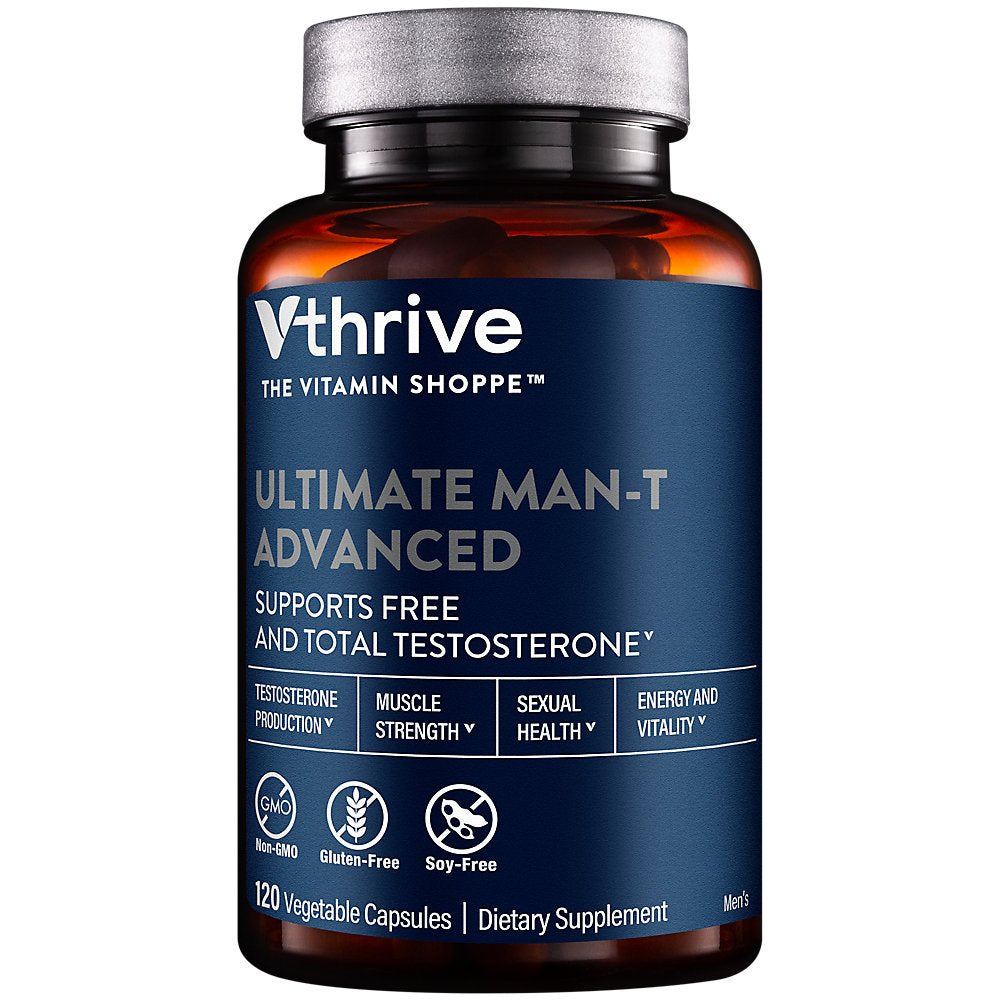 Ultimate Man-T Advanced Testosterone Support, Energy Vitality for Men, 120 Vegetable Capsules, by Vthrive