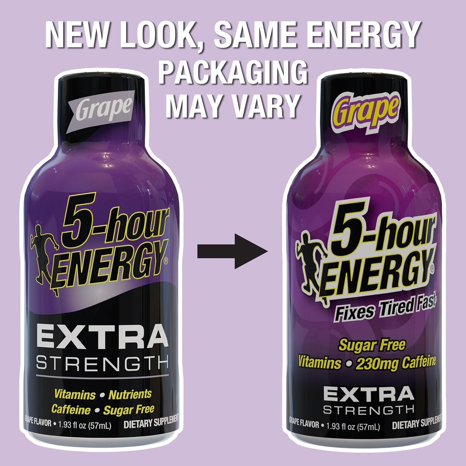 5-Hour ENERGY Extra Strength Energy Shot | Grape Flavor | 1.93 Oz. | 24 Count | Sugar-Free & Zero Calories | B-Vitamins & Amino Acids | 230Mg Caffeinated Energy Shot | Dietary Supplement