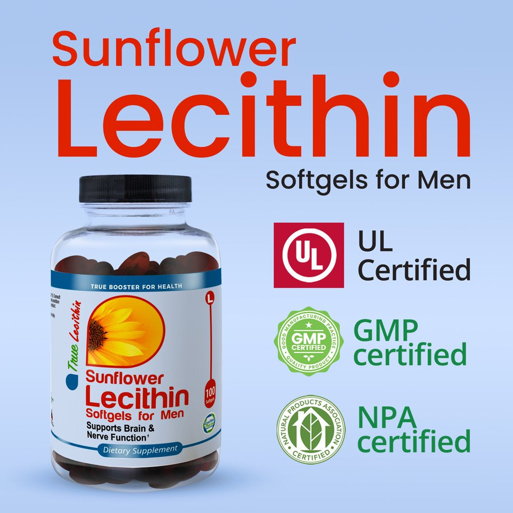 Truemed Sunflower Lecithin Softgels for Men 1200 Mg Natural Supplement 100 Softgels