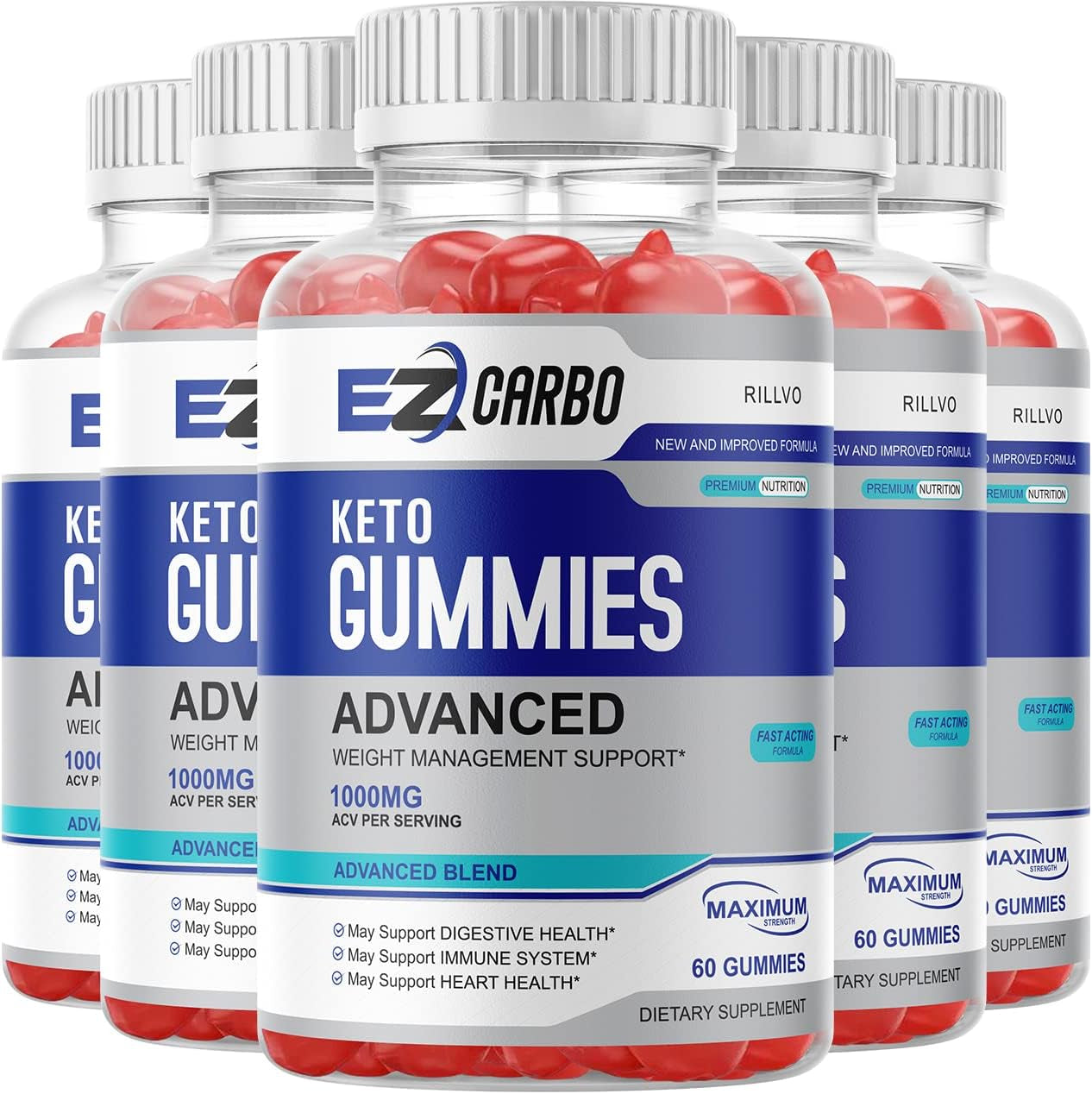 (5 Pack) EZ Carbo Keto Gummies, Ezcarbo Advanced Ketogenic Gummy Formula (300 Gummies)