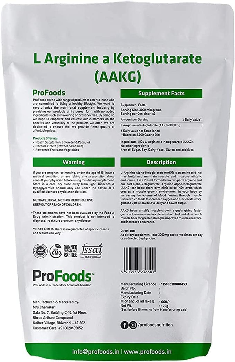 MIYUU Profoods L Arginine a Ketoglutarate (AAKG) Powder (125 Grams)