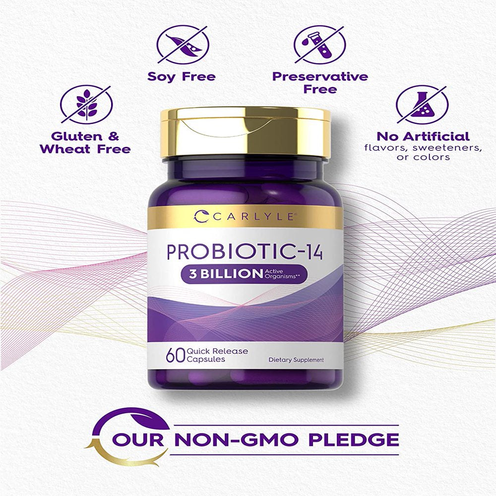 Probiotic for Women & Men | 3 Billion CFU | 60 Capsules | by Carlyle