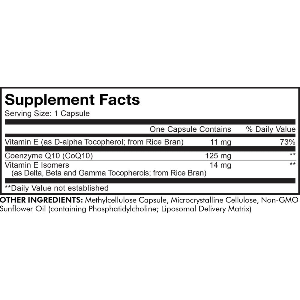 Codeage Liposomal Coq10, Vitamin E Tocopherols & 125 Mg Coenzyme Q10, Cardiovascular Support, 60 Ct