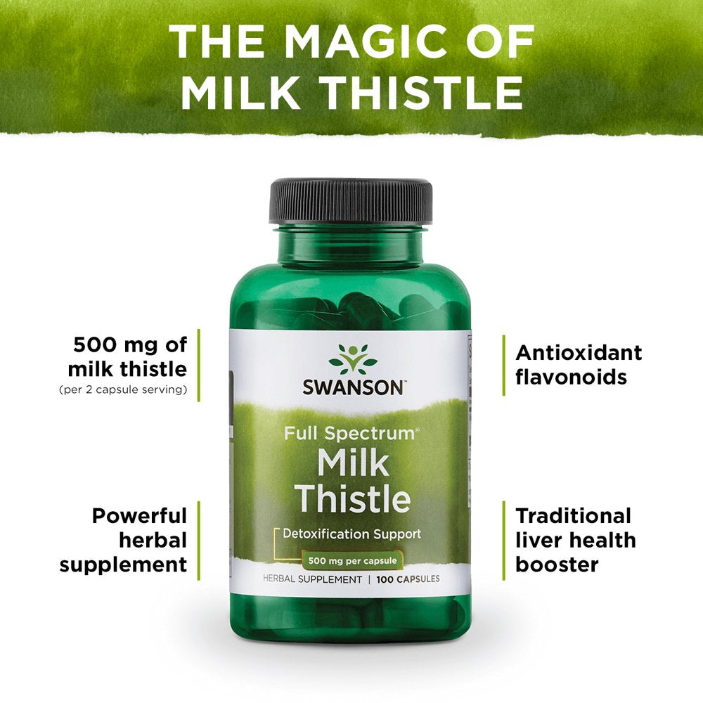 Swanson Full Spectrum Milk Thistle, Helps Support Overall Liver Health, 500 Mg, 100 Capsules