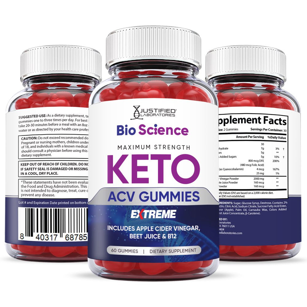 (5 Pack) Bio Science Keto Extreme ACV Gummies 2000Mg Dietary Supplement 300 Gummys