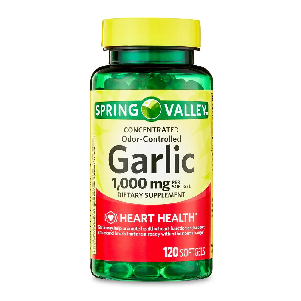 Spring Valley Odor-Controlled Garlic Softgels Dietary Supplement, 1,000 Mg, 120 Count