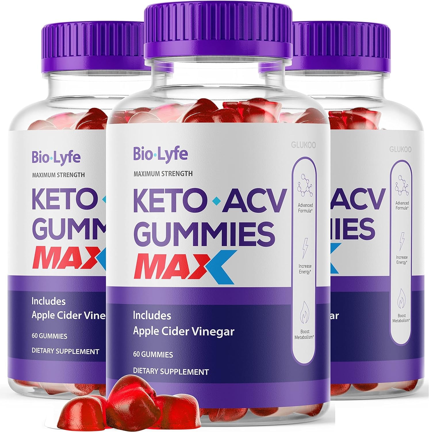 (3 Pack) Biolyfe Max Keto ACV Gummies - New Improved Supplement Biolife Gummys Formula, Advanced Bio Lyfe + Mineral Apple Gummy S, Biolyfegummies plus Cider Gummie, Vinegar Life for 90 Days Supply