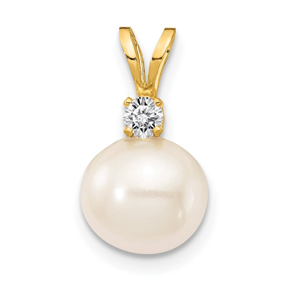 14K 7Mm FW Cultured Pearl a Diamond Pendant