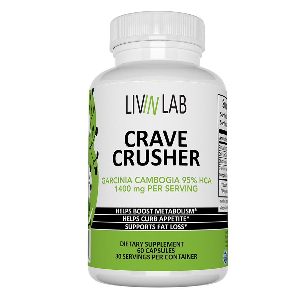 Livin Lab Crave Crusher | Garcinia Cambogia 95% HCA | Appetite Suppressant | Lose Weight Fast | Boost Metabolism