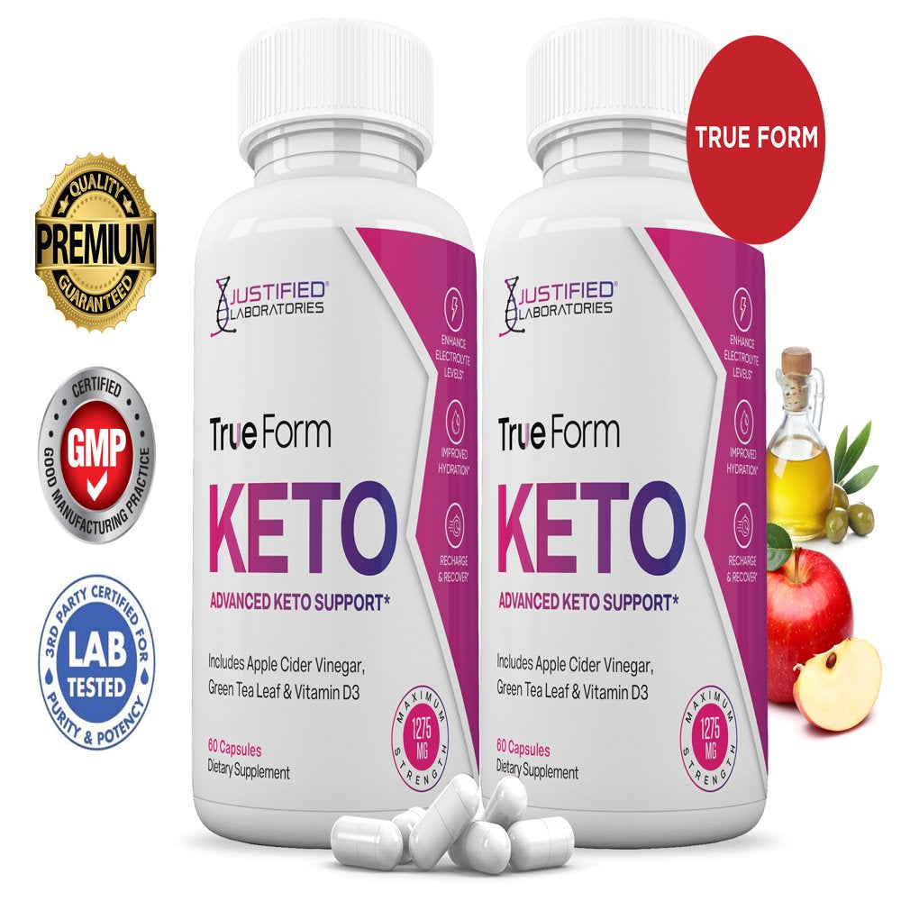 (2 Pack) True Form Keto ACV Pills 1275Mg Alternative to Gummies Dietary Supplement 120 Capsules