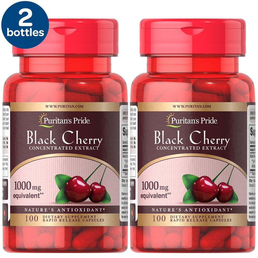 2 Pack - Puritan'S Pride Black Cherry 1000 Mg Capsules, 100 Count