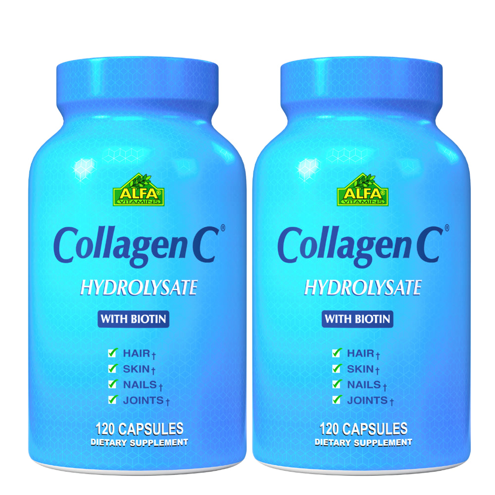 Collagenc by Alfa Vitamins - Anti-Aging Nutritional Collagen Supplement for Skin, Nails & Hair Rejuvenation - 120 Capsules - 2 PACK