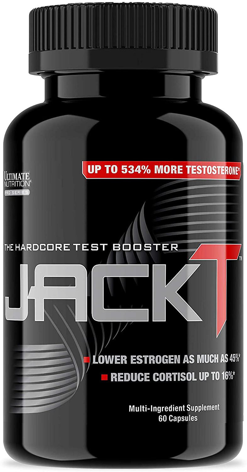 Ultimate Nutrition Jack T Hardcore Testosterone Booster Supplement with Longjack, Ashwagandha for Men, 60 Capsules