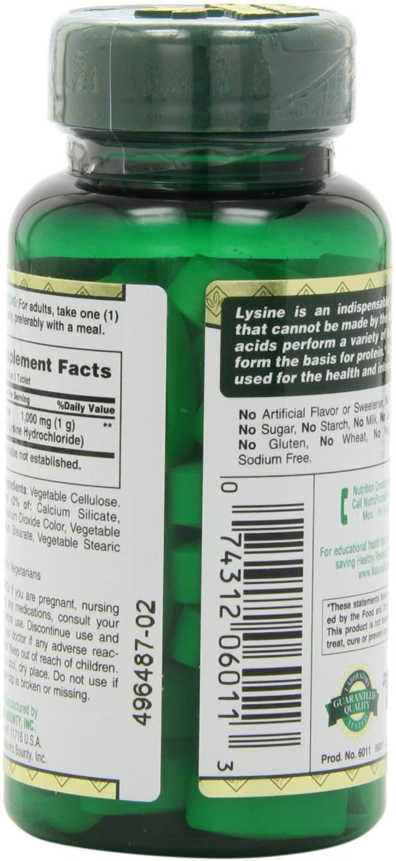 Nature'S Bounty L-Lysine 1000 Mg Tablets 60 Ea (Pack of 2)