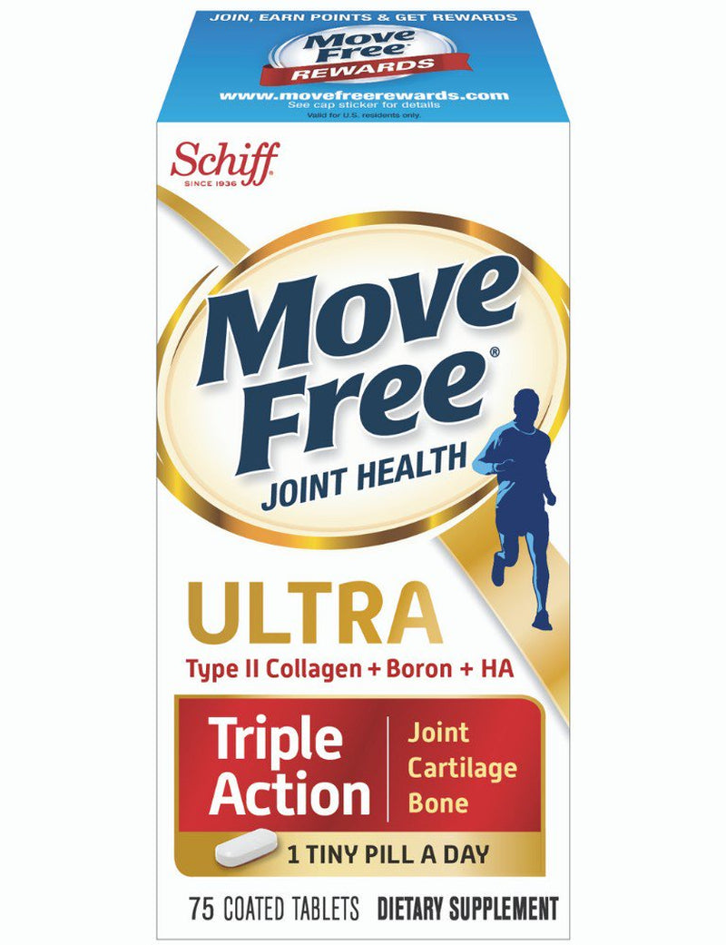 Move Free Type II Collagen, Boron & HA Ultra Triple Action Tablets, Move Free (75 Count in a Bottle) 1 Ea (Pack of 3)