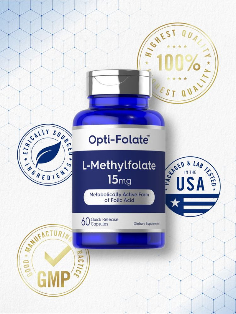L Methylfolate 15Mg | 60 Capsules | Methyl Folate 5-MTHF | by Opti-Folate