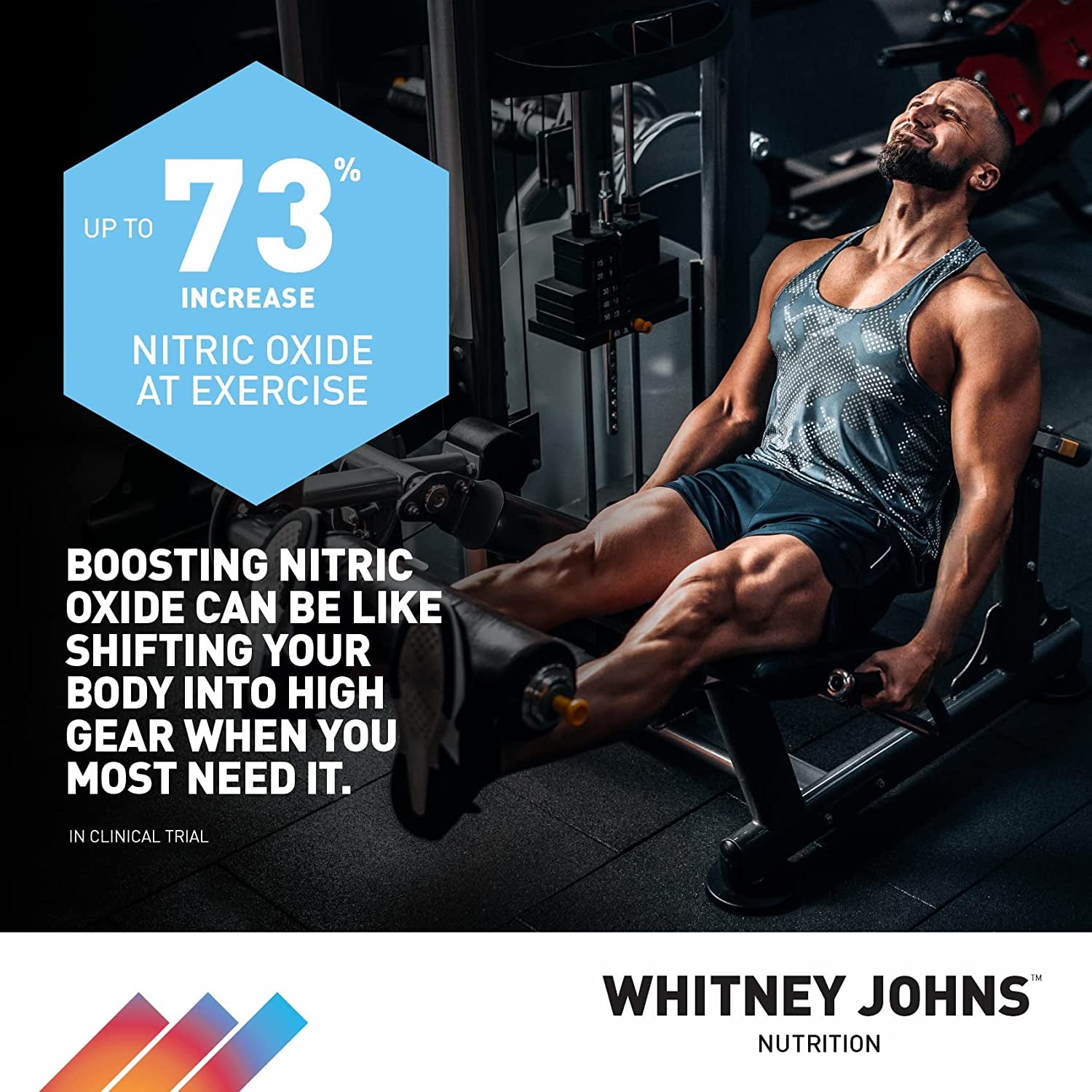 Whitney Johns Nitric Active - Nitric Oxide Booster Clinically Tested for a Natural Energy Pure Boost of Athletic Performance, Endurance, Increased Oxygen Intake (VO2 Max) & Workout Recovery - 90 Caps