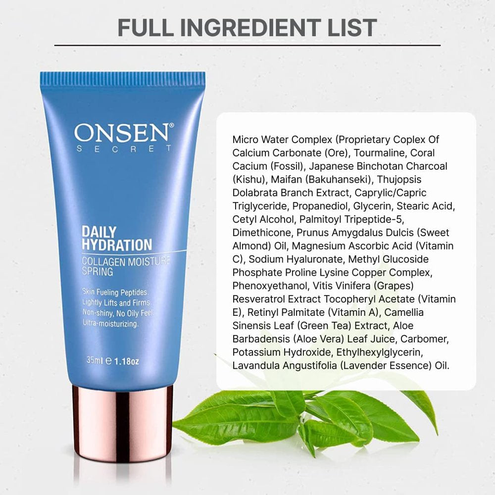 Onsen Secret anti Aging Collagen Cream Organic Daily Hydration Day and Night Cream anti Wrinkle Face Cream Skin Firming Face Moisturizer for Women with Peptides & Vitamin C Made in USA 1.18 Fl Oz