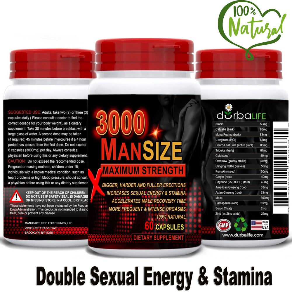 Durbalife Mansize 3000 Male Supplements Multi Maca & Tribulus Formula up to 3000Mg (1 Month Supply)