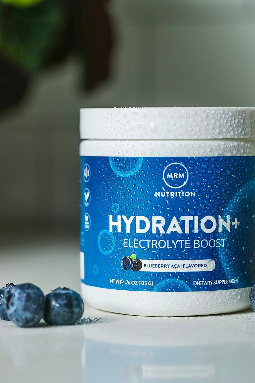 MRM Nutrition Hydration + | Blueberry Açai Flavored | Electrolyte Boost | Cellular Hydration | Vitamins + Electrolytes | Vegan + Gluten-Free | 15 Servings