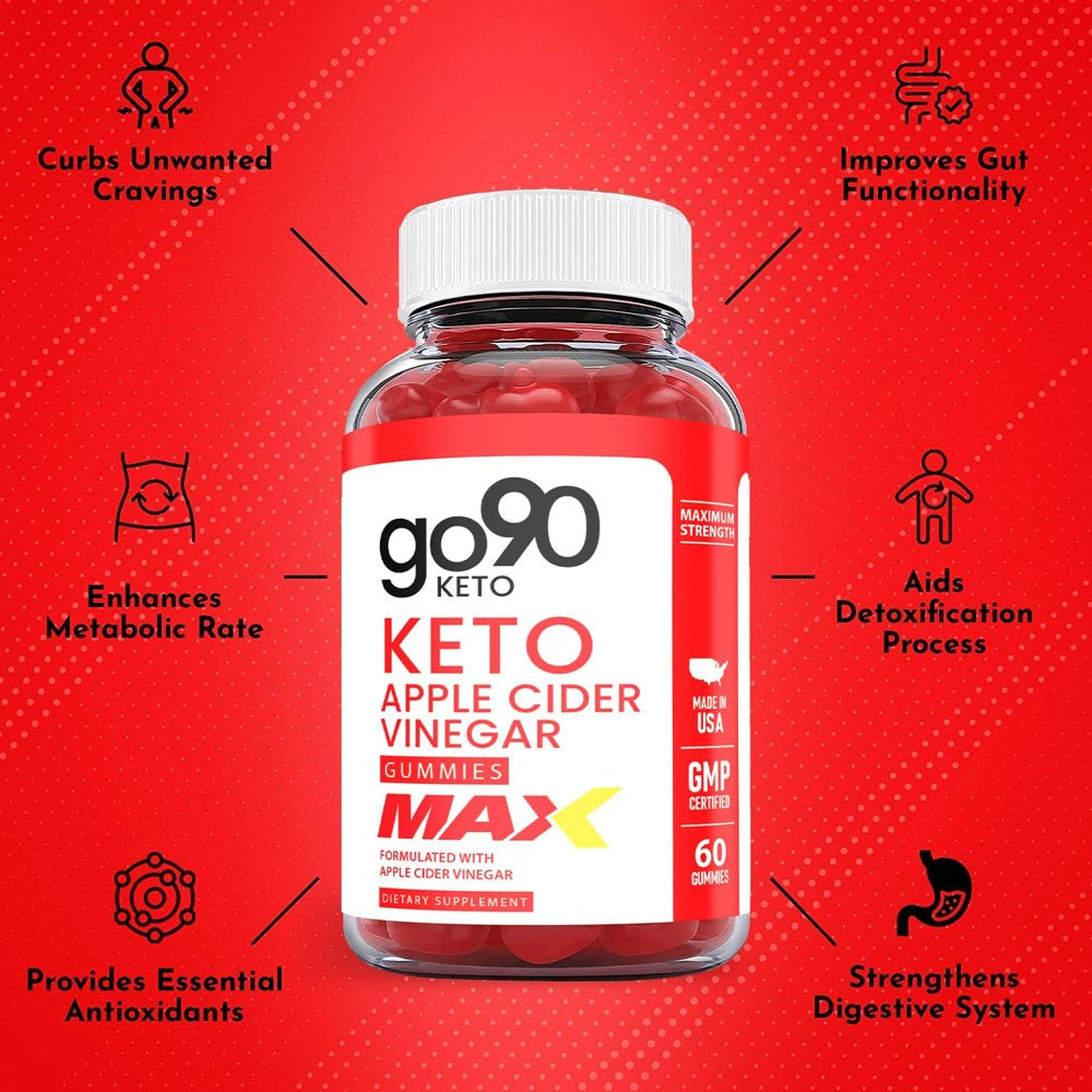 (1 Pack) Go90 Max Keto ACV Gummies - Supplement for Weight Loss - Energy & Focus Boosting Dietary Supplements for Weight Management & Metabolism - Fat Burn - 60 Gummies