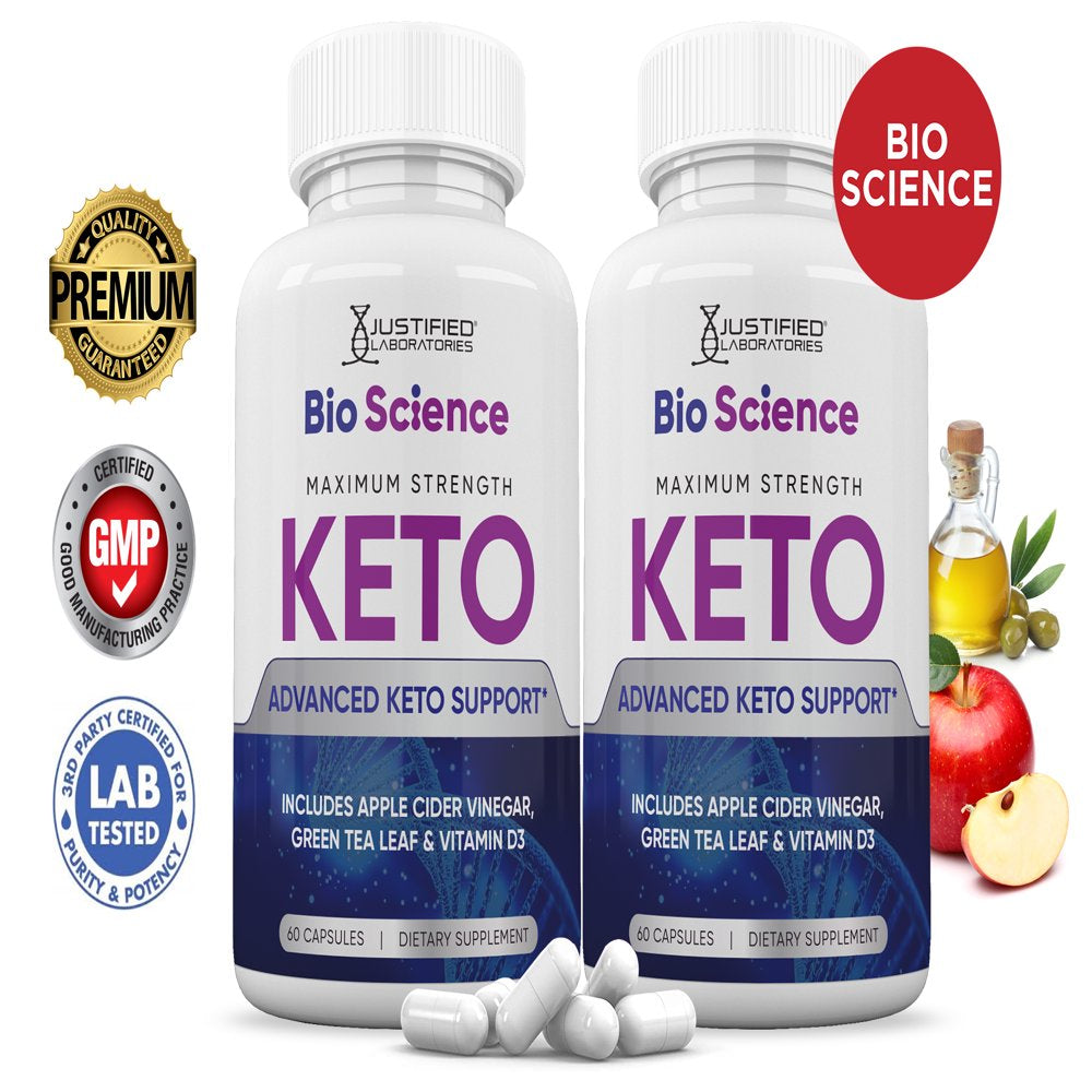 (2 Pack) Bio Science Keto ACV Pills 1275Mg Dietary Supplement 120 Capsules