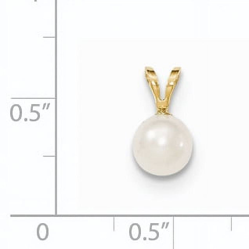 14K Gold 6-7Mm White Saltwater Akoya Cultured Pearl Pendant XF487