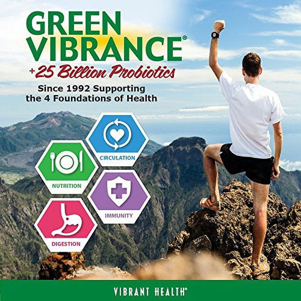 Vibrant Health - Green Vibrance - Plant-Based Daily Superfood + Probiotics and Digestive Enzymes, 60 Servings (FFP)