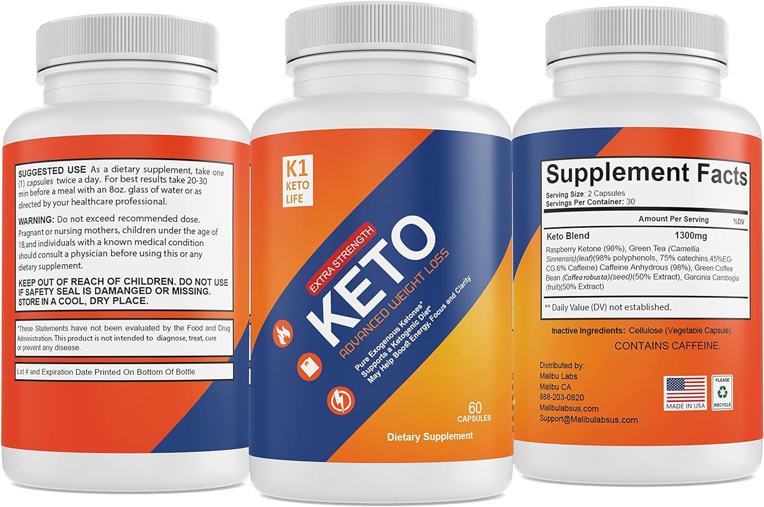 (Official) K1 Keto Life, Advanced Formula 1300Mg, Made in the USA, (1 Bottle Pack), 30 Day Supply