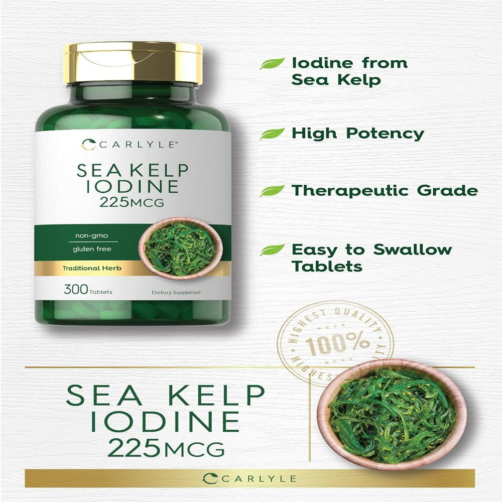 Sea Kelp Iodine | 225Mcg | 300 Tablets | by Carlyle