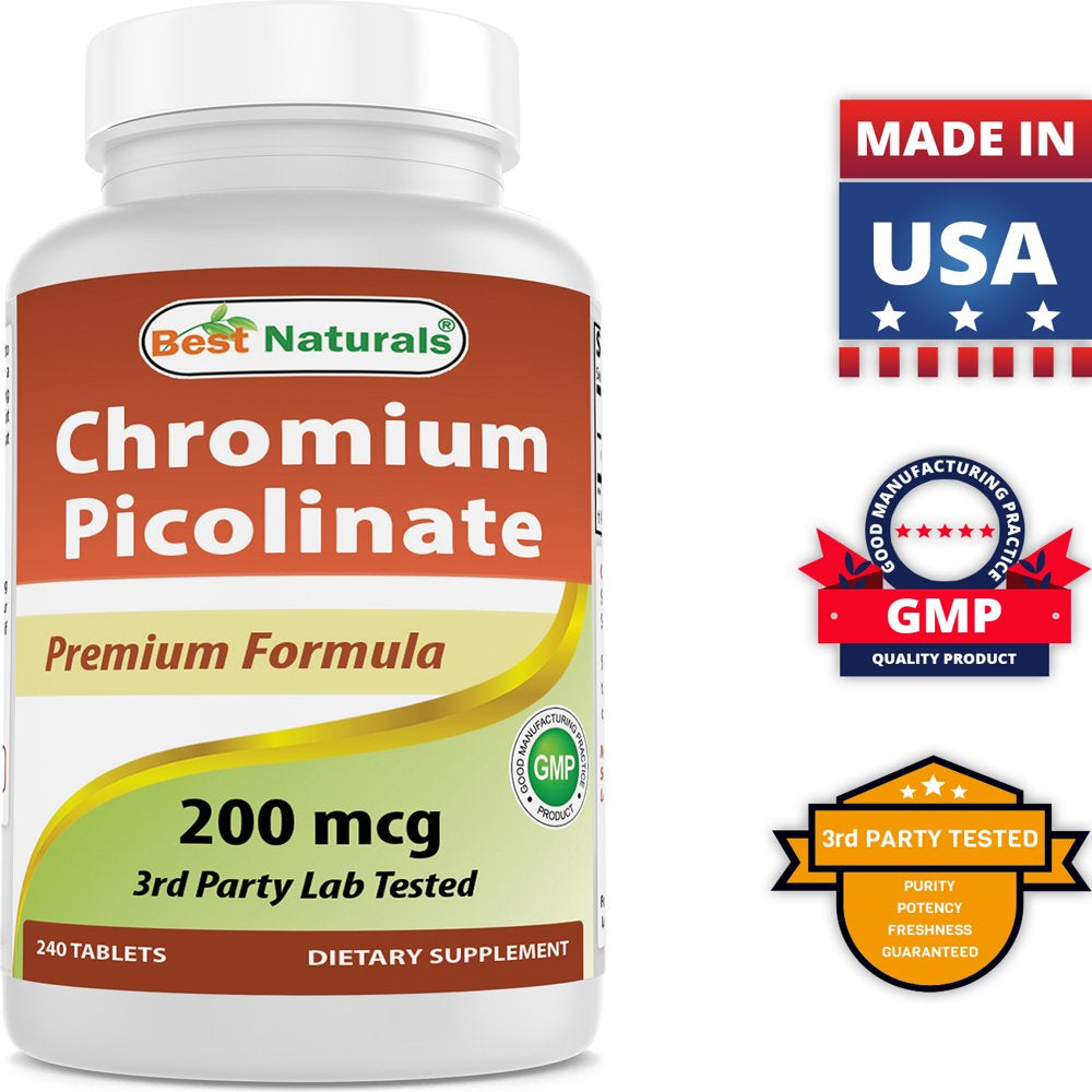 2 Pack Best Naturals Chromium Picolinate 200 Mcg 240 Tablets