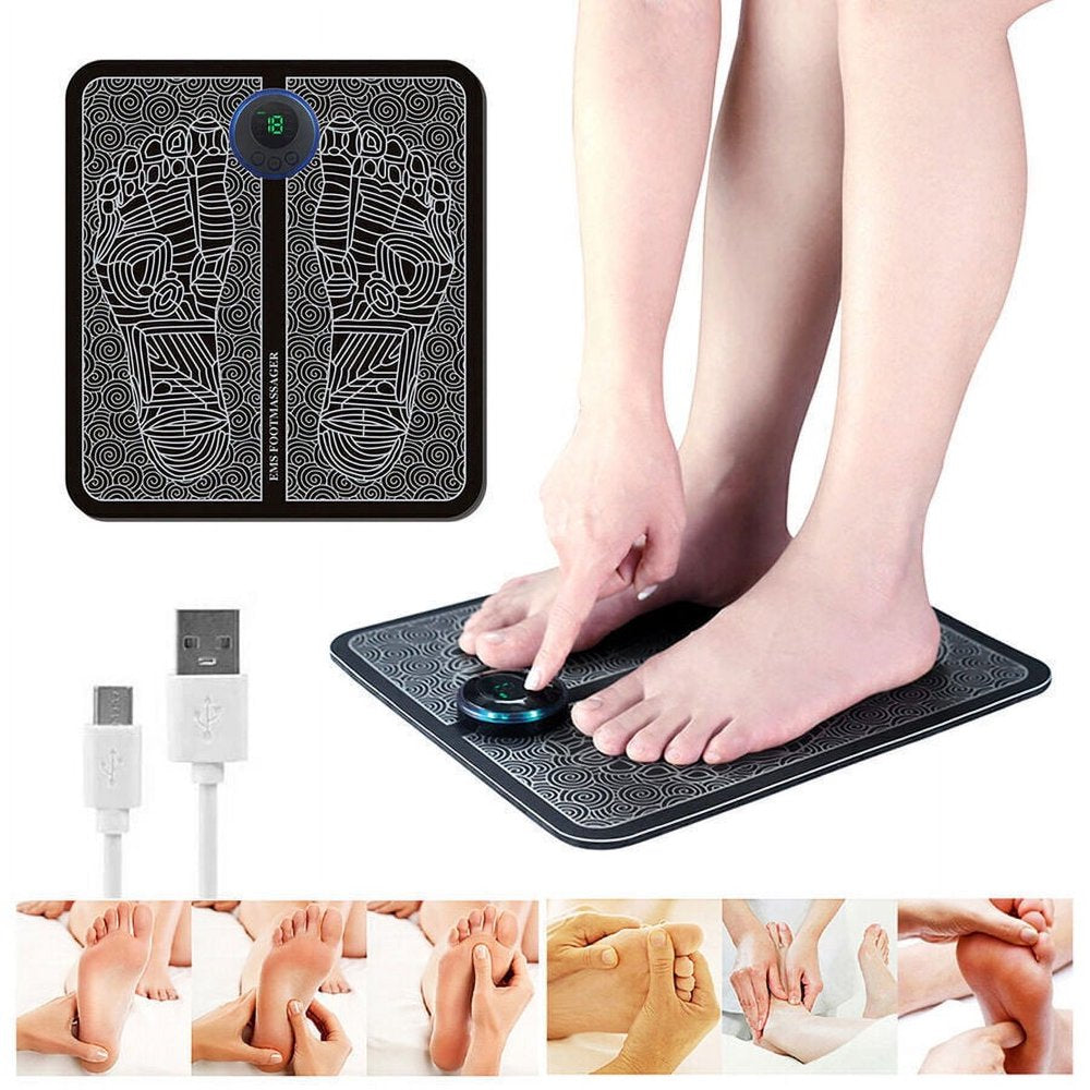 10 Level Electric EMS Foot Massager Leg Reshaping Pad Feet Muscle Pain Relax Mat