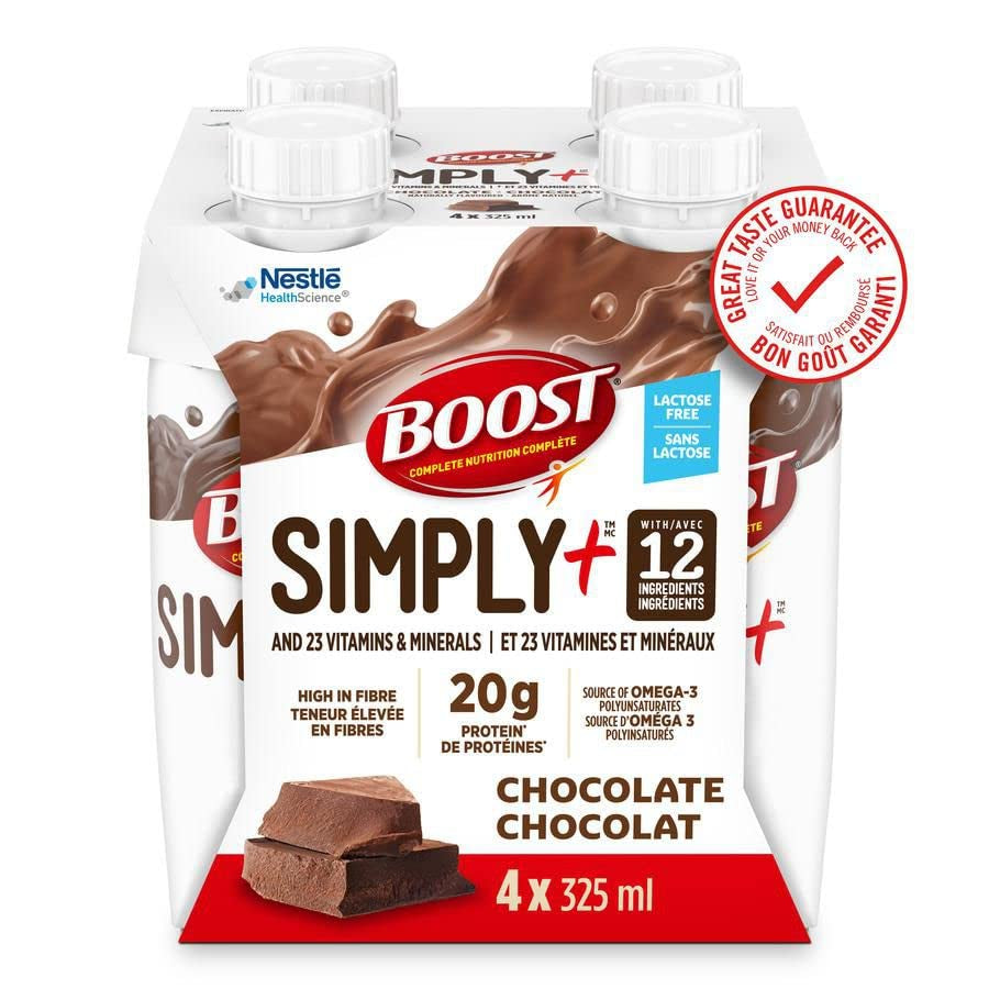 Protein Drink SIMPLY 12 Ingredients Chocolate Flavor, 4 X 325Ml/10.9Fl.Oz (Shipped from Canada)