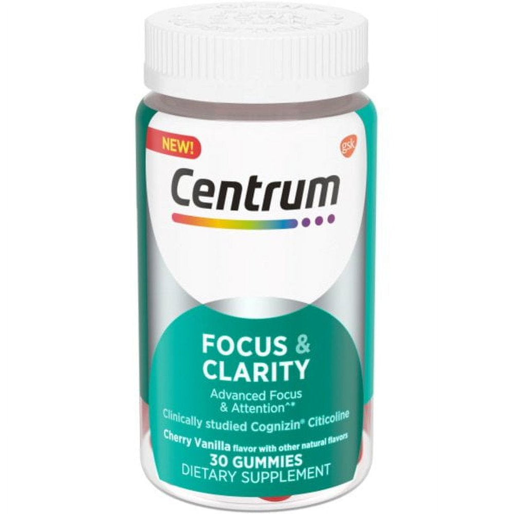 Centrum Focus and Clarity Supplement Gummies 250Mg 30Ct 2Pk | Cognizin Citicoline Brain Supplements for Memory and Focus | Memory Pills | Clarity Brain Supplement | Brain Support Focus Vitamins