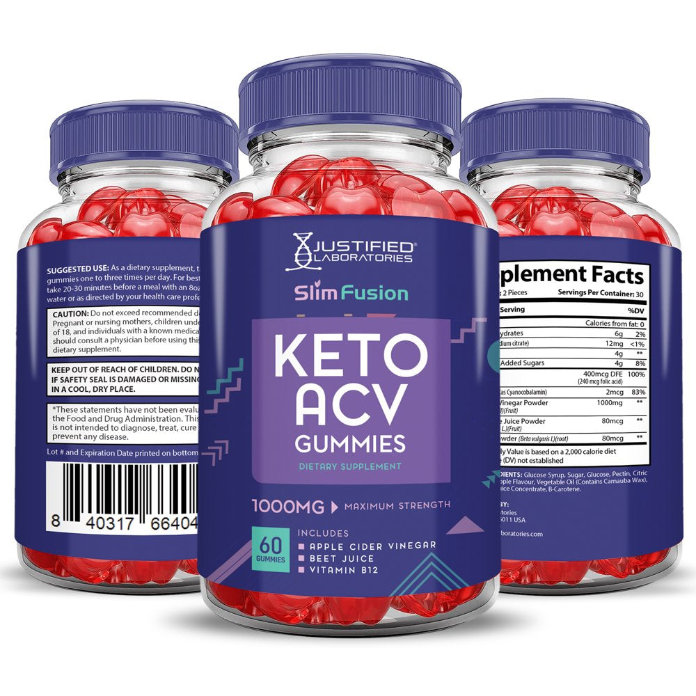 (2 Pack) Slim Fusion Keto ACV Gummies 1000MG Dietary Supplement 120 Gummys