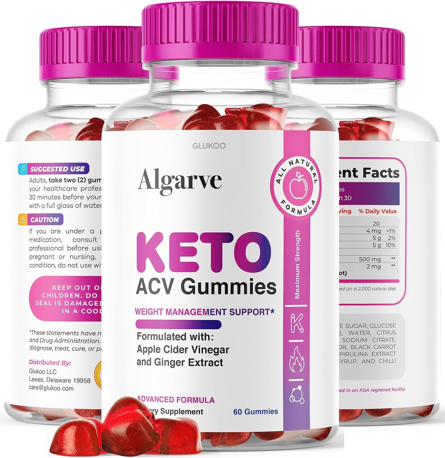 (3 Pack) Algarve Keto ACV Gummies - New Improved Algrave Gummys Bears Formula, Advanced Agave Apple Gummy S for Health, Algare plus Cider Gummie, Algarveketo Vinegar Gummies for 90 Days Supply